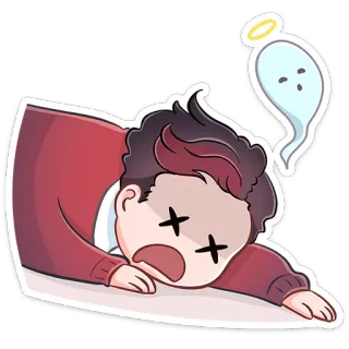 ⚰️ efebc1fe kelelahan, mati, hantu, kartun, stiker, pingsan telegram sticker