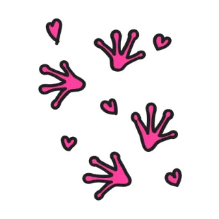 🥰 b3bdb252 hati, merah muda, imut, jejak kaki, cinta whatsapp sticker