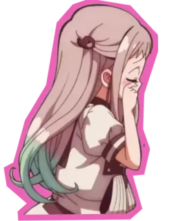 😍 95ce5147 Nene Yashiro Toilet-bound Hanako-kun Anime, Manga, Personage, School, Geest, Huilend, Roze telegram sticker