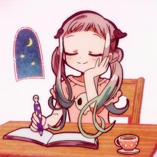 🤍 dcbc0bda anime, girl, writing, desk, kawaii, cute telegram sticker