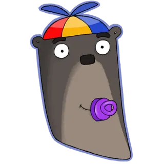 🤓 1564bfe7 水獭, 卡通, 宝宝, 奶嘴, 帽子, 搞笑, 可爱 telegram sticker