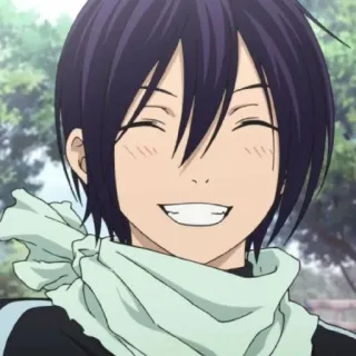 🎴 dbe2dd02 Yato Noragami Anime, Charakter, lächelnd, Schal, Gott, Yato telegram sticker