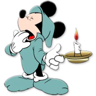 😴 9d700d7f Mickey Mouse dibujos animados, ratón, dormilón, bostezo, vela, pijama, Disney whatsapp sticker