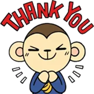 😄 8502e89d THANK YOU 猴子, 谢谢, 卡通, 感谢, 可爱 telegram sticker