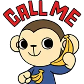 📞 8603d40c CALL ME 猴子, 打电话给我, 香蕉, 可爱, 动物 telegram sticker