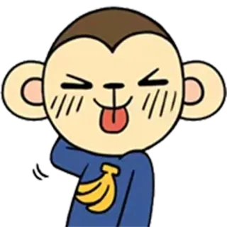 😚 acf981d1 猴子, 卡通, 动物, 调皮, 吐舌头, 香蕉 telegram sticker