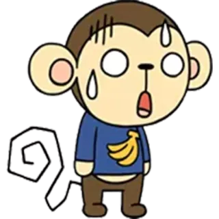 😱 b3e774b0 猴子, 卡通, 香蕉, 流汗, 震惊 telegram sticker