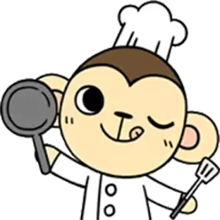 🍖 b9f5284e 猴子, 厨师, 烹饪, 食物, 卡通, 厨房 telegram sticker