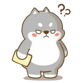 😐 db033307 dog, animal, cartoon, confused, question, cute telegram sticker