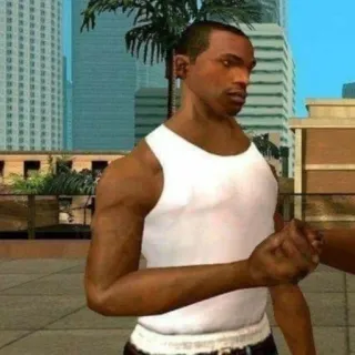 😠 f8cde0a6 CJ Grand Theft Auto: San Andreas 电子游戏, GTA, 圣安地列斯, 卡尔·约翰逊, CJ telegram sticker