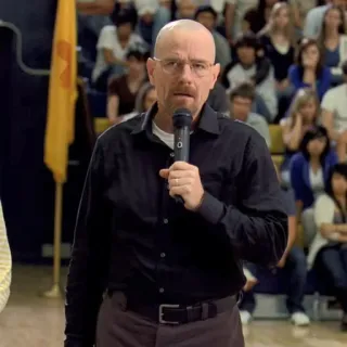 🧪 e54141e1 Walter White Breaking Bad Walter White, Breaking Bad, Bryan Cranston, Lehrer, Mikrofon, Publikum, Flagge New Mexico whatsapp sticker