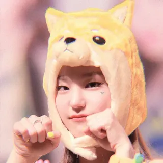 🍬 fda0450c femme, chapeau chien, mignon, jaune, asiatique, fille, portrait telegram sticker