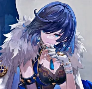 🧿 4b70322a Yelan Genshin Impact Anime, Personage, Blauw haar, Vrouw, Fanart whatsapp sticker