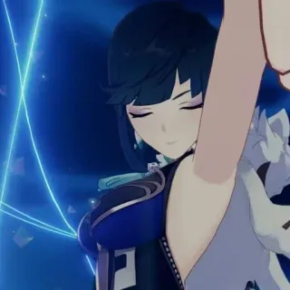 🧿 6b05fa4c Yelan Genshin Impact Videogame personage, blauw haar, Fantasy, Genshin Impact, Yelan whatsapp sticker