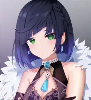 🧿 7ad1568c Yelan Genshin Impact Anime, Videogame, Personage, Vrouwelijk, Portret whatsapp sticker