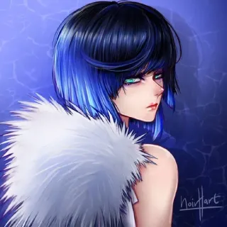 🧿 f4dd02a2 Anime meisje, Vrouwelijk personage, Digitale kunst, Portret, Illustratie whatsapp sticker