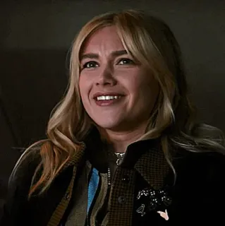 😐 5fd955d8 플로렌스 퓨, 배우, 금발, 인물 사진, 사람, 미소 telegram sticker