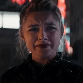 😐 872a5539 Yelena Belova Black Widow 옐레나 벨로바, 블랙 위도우, 마블, 캐릭터, 플로렌스 퓨, 감정적인 telegram sticker