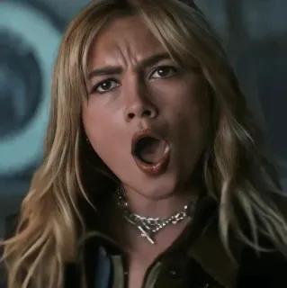 😐 cfaa787f Yelena Belova Black Widow 옐레나 벨로바, 블랙 위도우, 마블, 캐릭터, 소리 지르는 telegram sticker