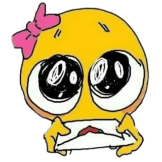 😊 8cb7f703 Emoji, Cartoon, Figur, Gelb, Traurig, Schleife whatsapp sticker