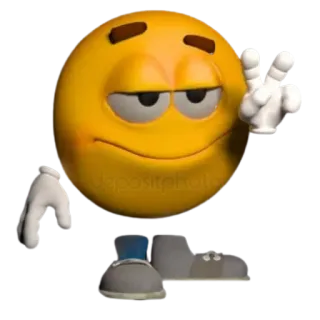 🥴 393790d5 表情符号, 和平, 人物, 卡通, 黄色, 符号, 手势 telegram sticker