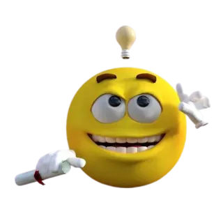 💡 566d49c6 表情符号, 灯泡, 想法, 卡通, 插图, 笑脸 telegram sticker