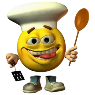 😁 cd578c6a шеф-повар, смайлик, готовка, кухня, шляпа, посуда whatsapp sticker