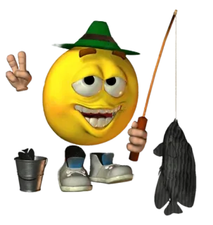 ✌️ d262b746 Эмодзи, Смайлик, Персонаж, Ведро, Шляпа, Рыбалка whatsapp sticker