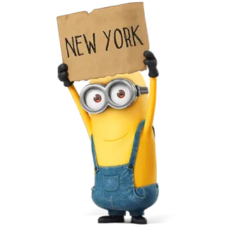 😊 17088e4f Minion NEW YORK Minion, Cattivissimo Me, New York, cartone animato, città, divertente, animato, personaggio telegram sticker