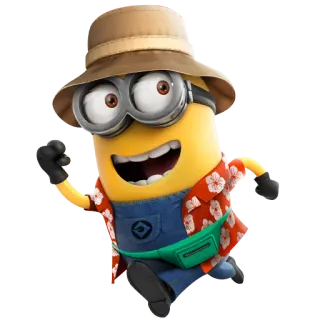 😊 201132c0 Minion Despicable Me Minion, Cartone animato, Personaggio, Divertente, Tropicale, Cappello, Animazione telegram sticker