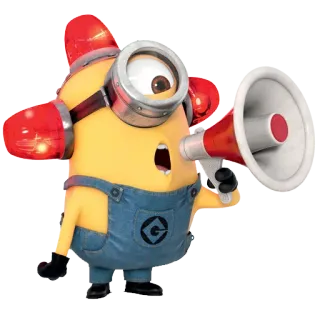 😊 4f67bffe Minion Minion, Cattivissimo Me, cartone animato, animazione, megafono, sirena telegram sticker