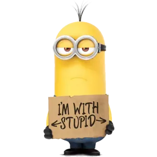 😊 92aea778 Minion Despicable Me I'M WITH STUPID Minion, Cattivissimo Me, divertente, umorismo, cartone animato telegram sticker