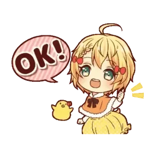 👍 80af21ba OK! anime girl, chibi, ok, approve, cute, chicken whatsapp sticker