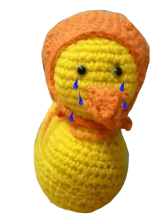 😢 ba51f9b9 kaczka, smutny, płaczący, szydełko, zabawka, zwierzę telegram sticker