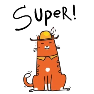 😻 ebb0486d gato, sombrero, animal, naranja, lindo, dibujo animado whatsapp sticker