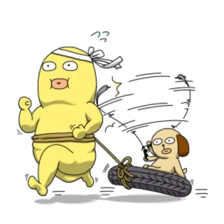 🚶 54ead1a7 만화, 캐릭터, 개, 타이어, 달리기, 유머, 스티커 telegram sticker