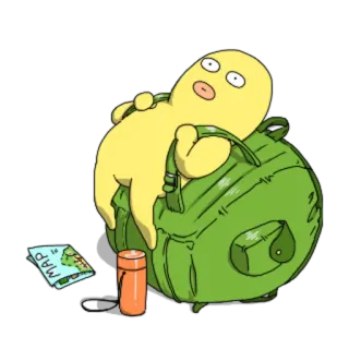 🎒 fc4c493a MAP 노란색, 피규어, 지도, 배낭, 여행, 만화 telegram sticker