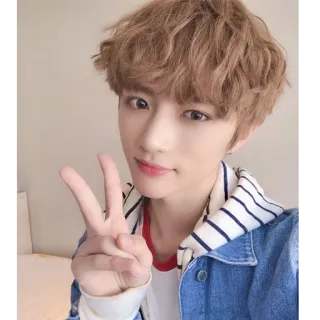 ✌️ 944a50d9 คน, สัญลักษณ์สันติภาพ, เซลฟี่, ภาพบุคคล, เคป็อป, เด็กผู้ชาย telegram sticker