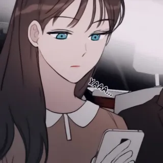 ✖️ 33a4d7da YAAA... dibujo animado, mujer, teléfono, personaje telegram sticker