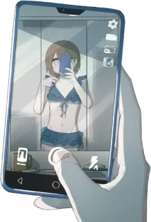 ✨ e57d4c6c selfie, bikini, bathroom, phone, anime, woman telegram sticker