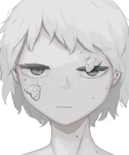 ✨ ffe57bef anime, portrait, butterflies, white hair, girl, character telegram sticker