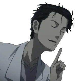 ☝ e9b8f02a Okabe Rintaro Steins;Gate Anime, Postać, Naukowiec, Steins;Gate, Fartuch laboratoryjny telegram sticker