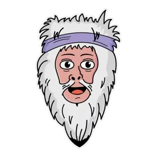 🤨 aff72d58 uomo anziano, testa, barba, capelli bianchi, fascia, cartone animato whatsapp sticker