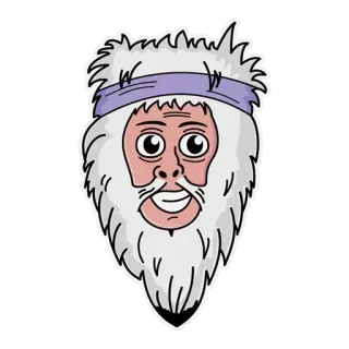 🤨 e46c8a5a faccia, barba, cartone animato, personaggio, uomo, capelli bianchi whatsapp sticker