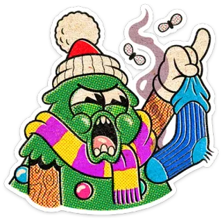 🎄 64196026 卡通, 圣诞树, 圣诞节, 臭袜子, 冒犯性手势, 恶心, 搞笑, 假日 whatsapp sticker