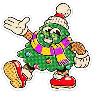 🎄 6b4bb722 圣诞树, 卡通, 节日, 假日, 冬天, 角色 whatsapp sticker