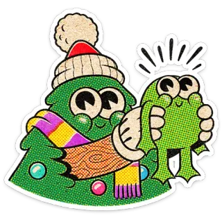 🎄 7305f214 圣诞节, 树, 青蛙, 冬天, 节日, 可爱, 贴纸 whatsapp sticker
