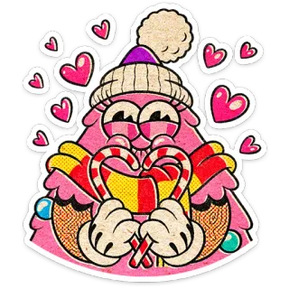 🎄 7e41b21f 可爱, 贴纸, 爱心, 拐杖糖, 卡通 whatsapp sticker