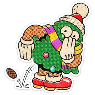 🎄 858d9f72 圣诞树, 冬天, 节日, 卡通, 有趣, 松果, 贴纸 whatsapp sticker