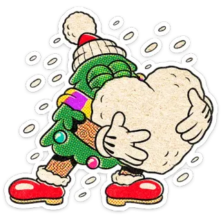 🎄 a2a155df 圣诞树, 冬天, 卡通, 雪球 whatsapp sticker